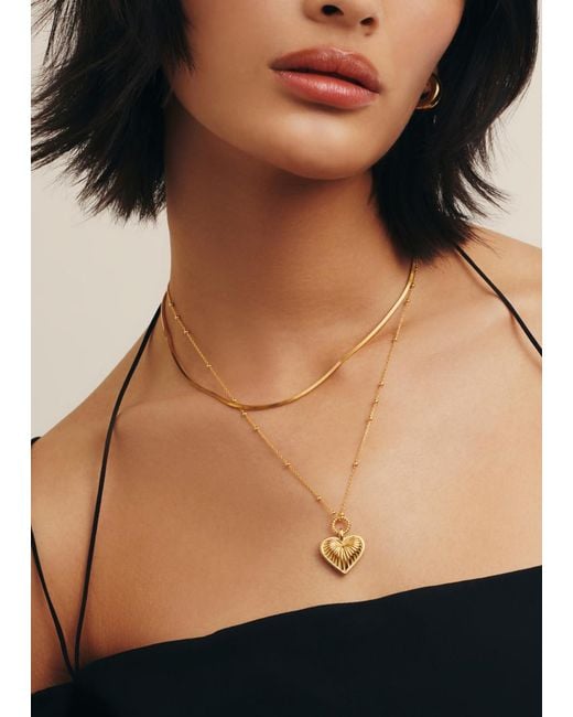 Missoma Metallic Ridge Heart 18kt -plated Necklace