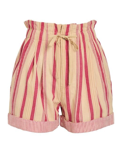 Isabel Marant Pink Nirma Striped Cotton Shorts
