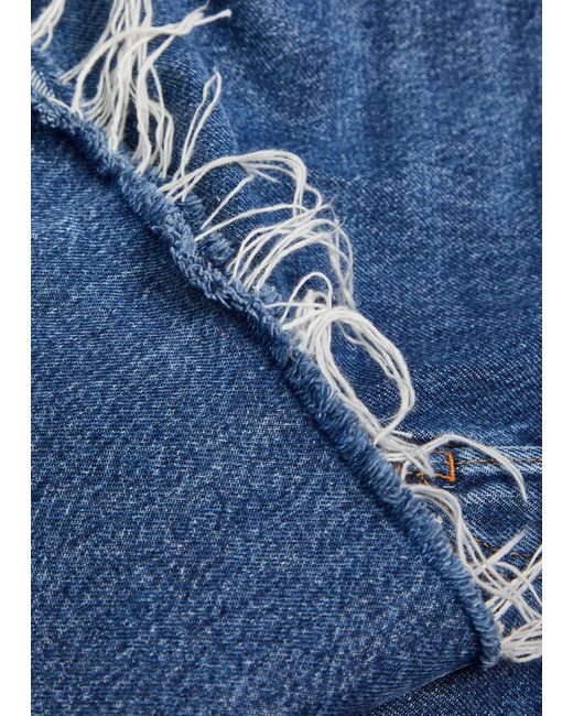 FRAME Blue The Lax Distressed Flared-Leg Jeans