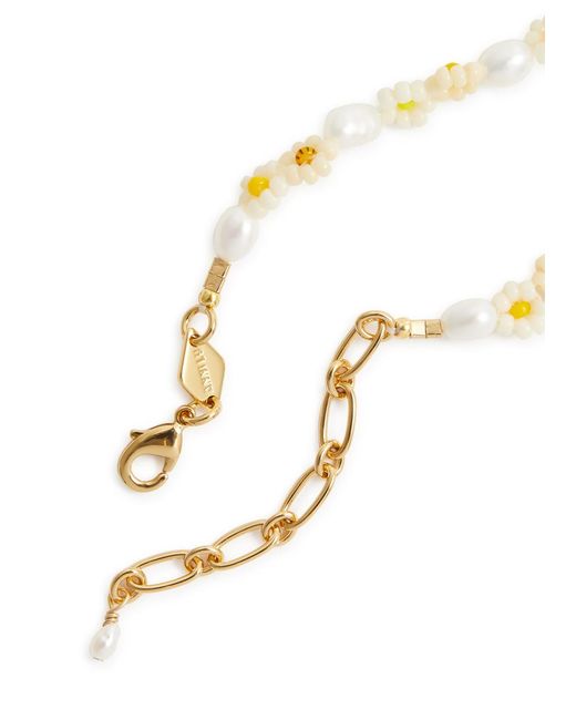 Anni Lu White Daisy Flower 18kt Gold-plated Beaded Necklace