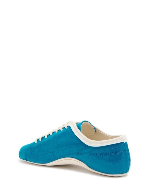 Dries Van Noten Blue Crinkled Leather Sneakers