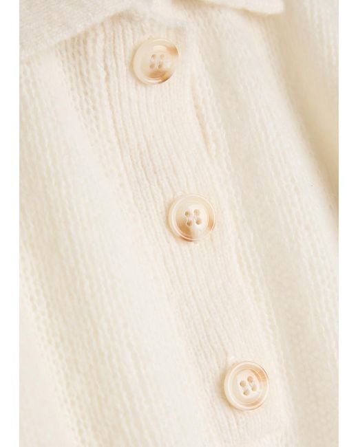 Lisa Yang White Masy Cashmere And Silk-Blend Polo Top