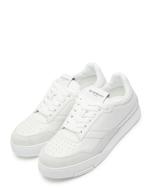 Givenchy White Yard Court Panelled Leather Sneakers for men