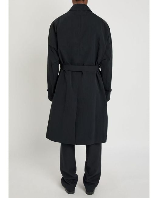 Calvin Klein Black Belted Nylon Trench Coat for men