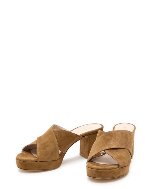 Stuart Weitzman Brown Dayna 80 Suede Platform Sandals