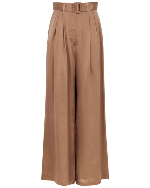 Zimmermann Brown Tuck Wide-leg Silk-satin Trousers for men