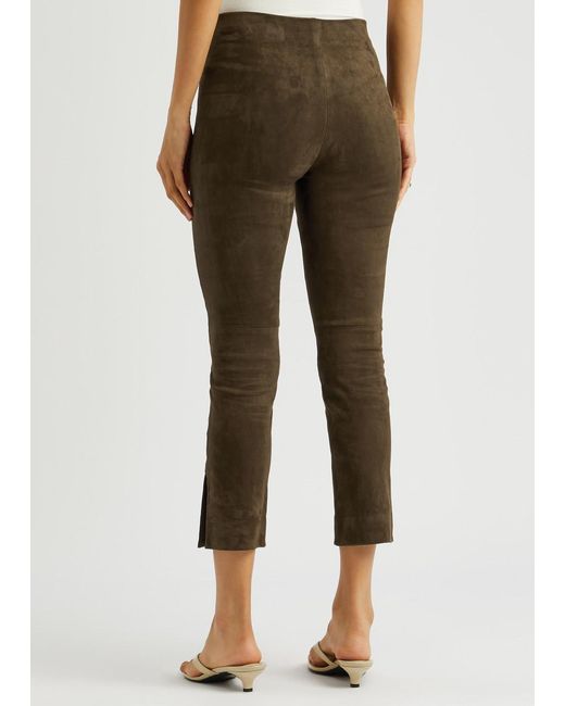Vince Brown Split-cuff Suede Trousers