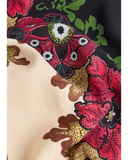 LaDoubleJ Multicolor Karis Floral-Print Crepe Midi Kaftan Dress