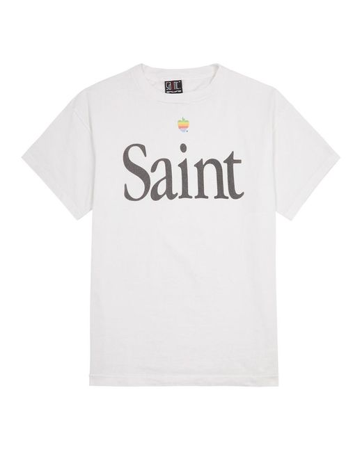 SAINT Mxxxxxx White Saint Printed Cotton T-shirt for men