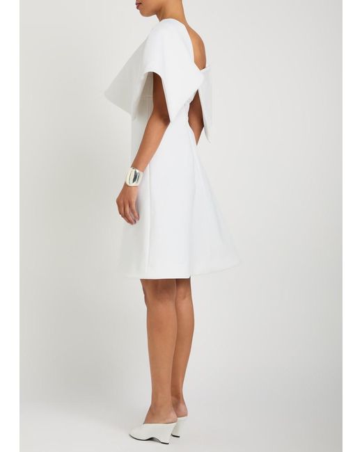 A.W.A.K.E. MODE White Cape-Effect Crepe Mini Dress