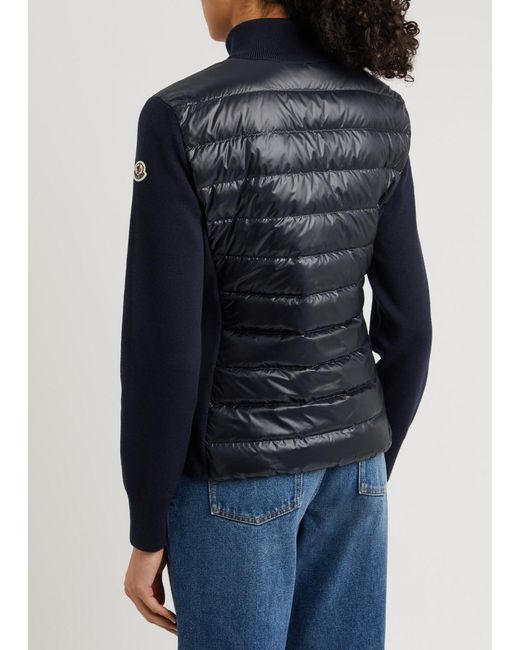 Moncler Black Quilted Shell And Wool Jacket
