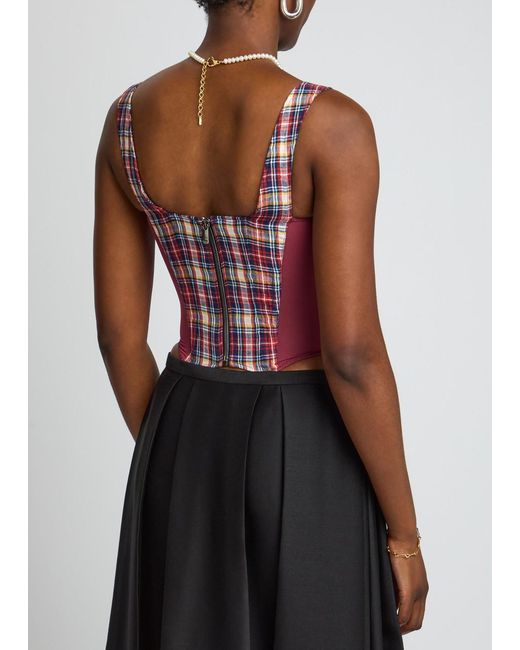 Vivienne Westwood Red Puppy Checked Linen-Blend Corset