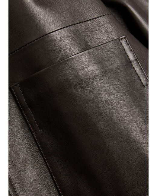 Slowear Black Leather Overshirt Jacket for men