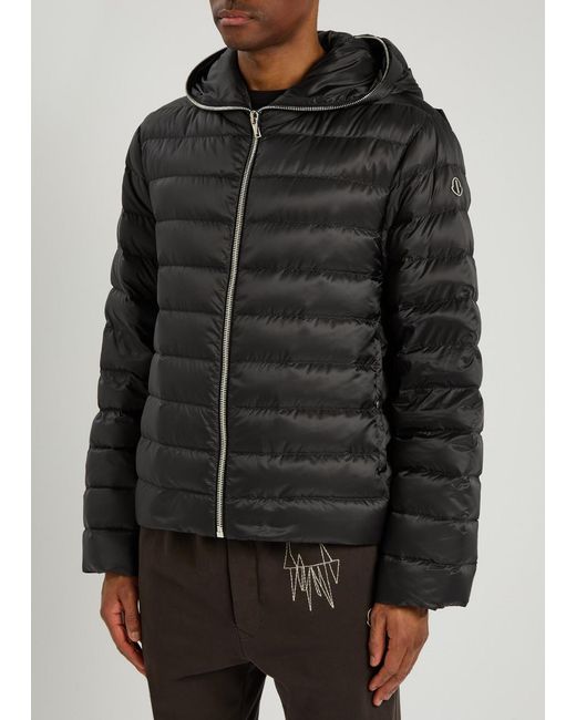 Rick Owens Black X Moncler Ziplock Hooded Padded Shell Jacket for men