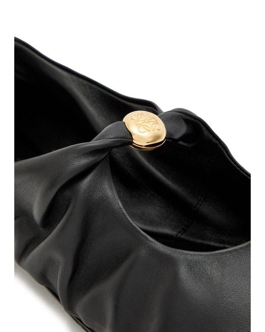 Loewe Black Pebble Leather Ballet Flats