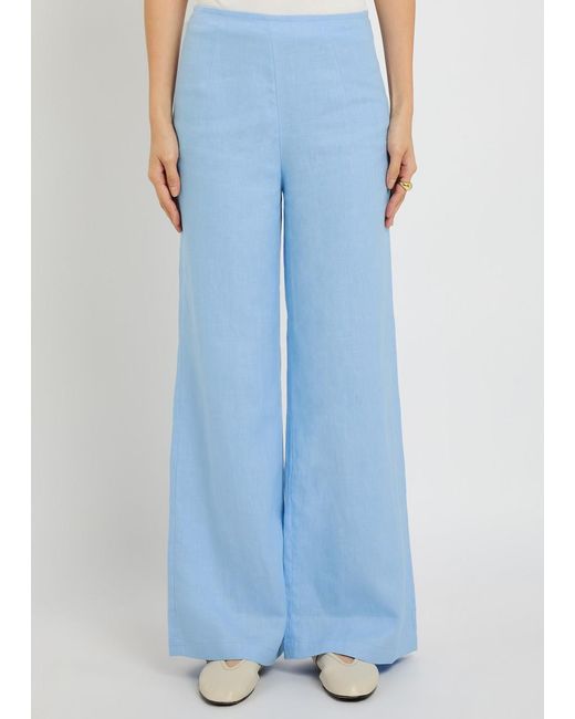 Faithfull The Brand Blue Syna Wide-Leg Linen Trousers
