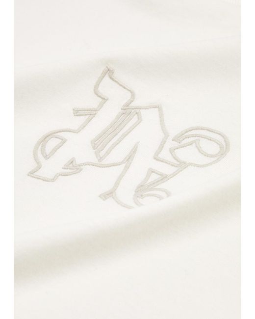 Palm Angels White Logo-embroidered Cotton T-shirt for men