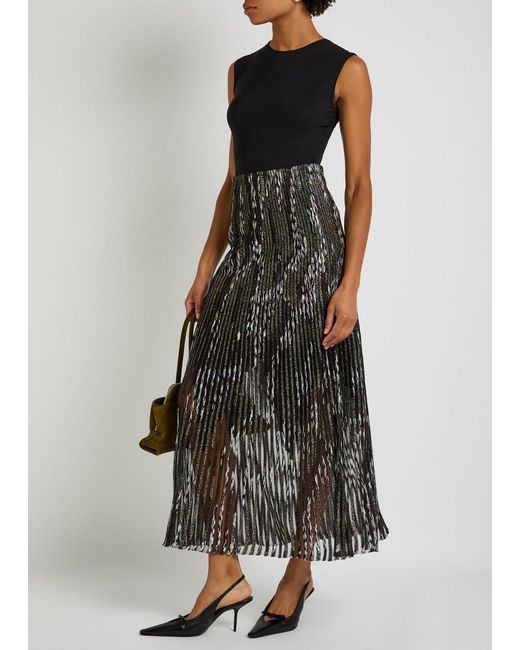 Missoni Black Patterned-Jacquard Metallic-Knit Midi Skirt