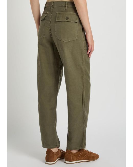 Nili Lotan Green Earl Straight-Leg Cotton Trousers