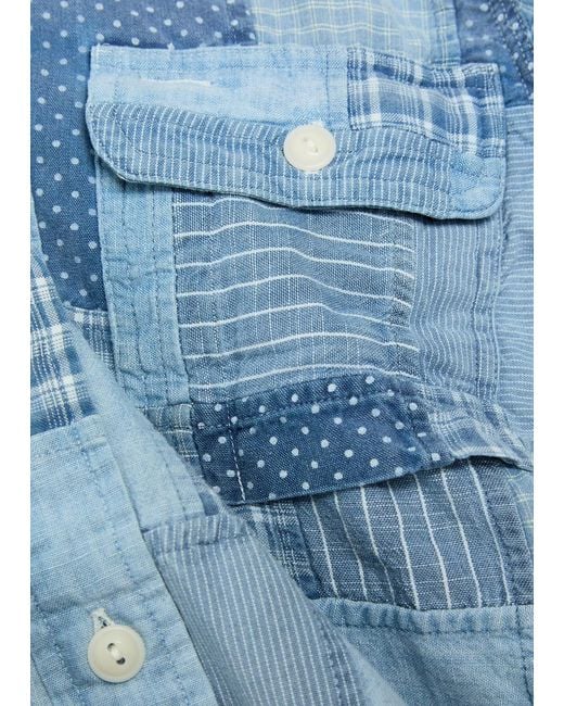 Polo Ralph Lauren Blue Patchwork Design Cotton Shirt for men