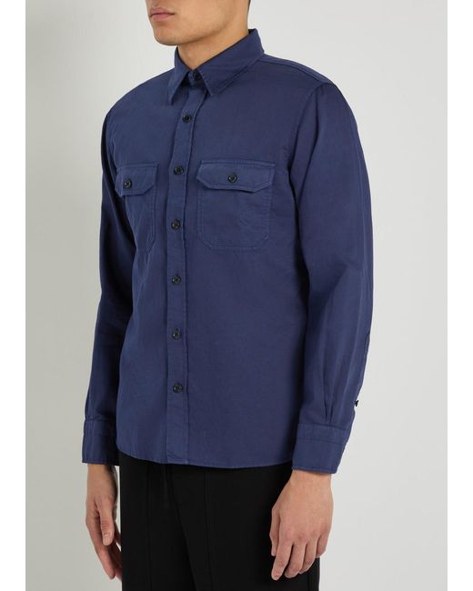Tom Ford Blue Cotton And Linen-Blend Shirt for men