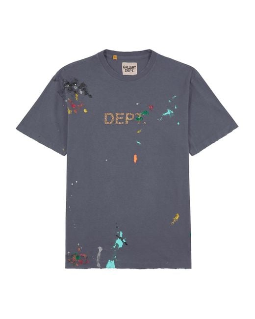 GALLERY DEPT. Blue Paint-splatter Logo Cotton T-shirt for men