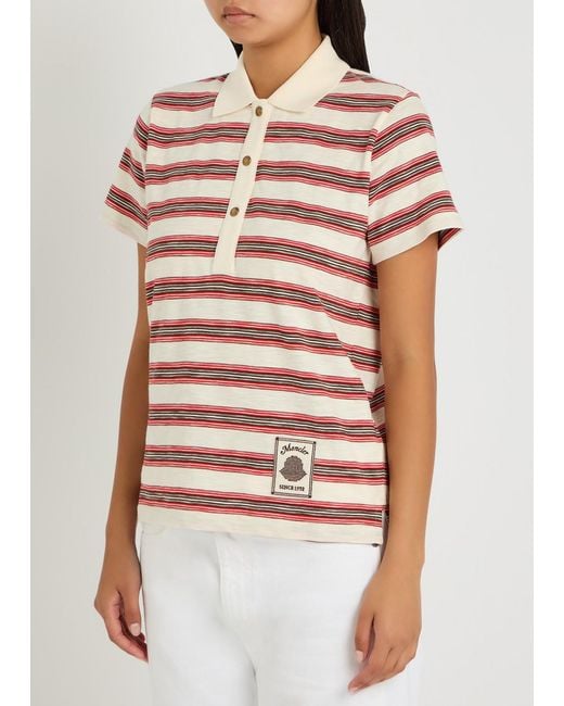 Moncler Red Striped Cotton Polo Shirt