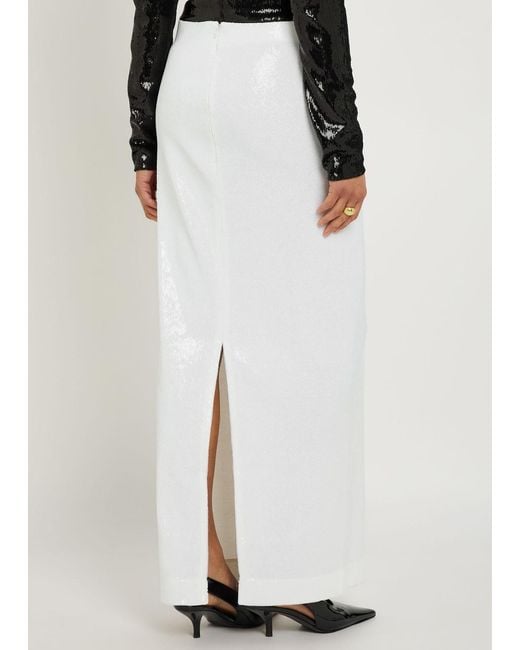 Totême White Sequin Midi Skirt