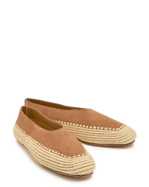 Gabriela Hearst Brown Strength Raffia And Suede Flats
