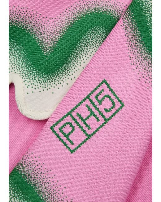 Ph5 Pink Brooklyn Intarsia Stretch-Knit Midi Dress