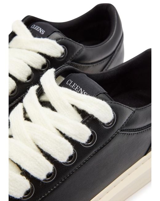 Cleens Black Ace Chunky-Lace Leather Sneakers for men