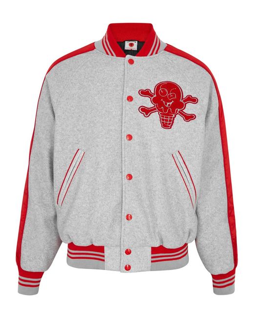 Ice Cream Cones N' Bones Panelled Felt Varsity Jacket in Red for Men Lyst