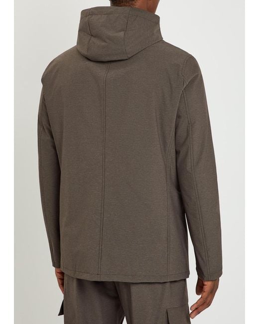 Herno Brown Double-Layer Hooded Woven Jacket for men