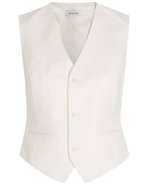 Anine Bing White Mario Woven Vest
