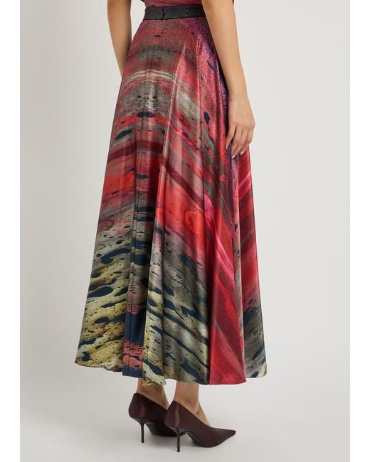 Roksanda Red Ameera Printed Silk Skirt