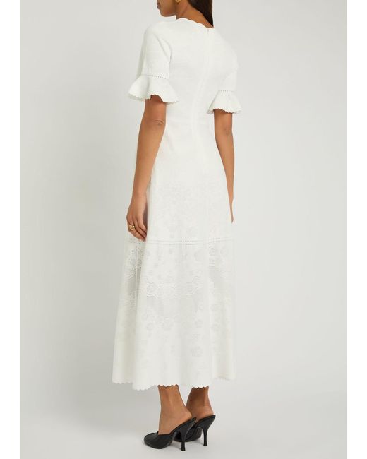 Needle & Thread White Scalloped Pointelle-Knit Gown