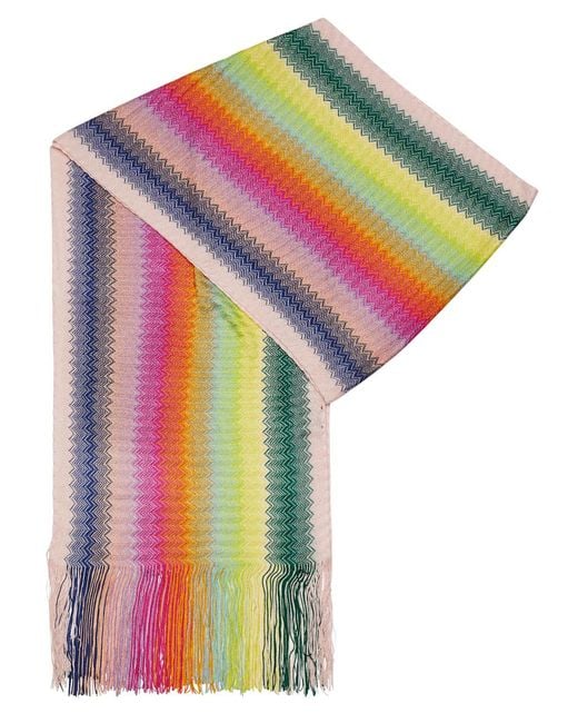 Missoni Multicolor Zigzag-intarsia Fine-knit Scarf