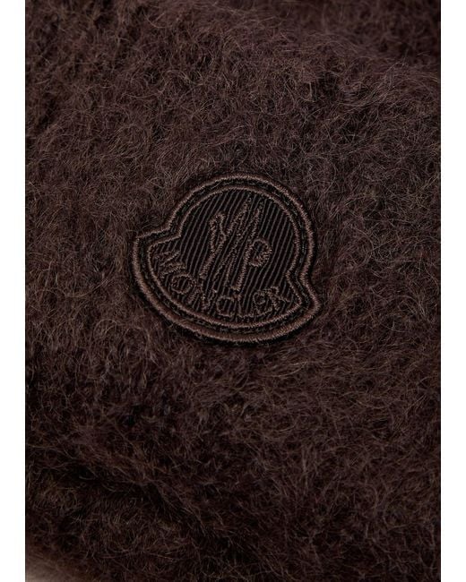 Moncler Brown Logo Mohair-Blend Beanie