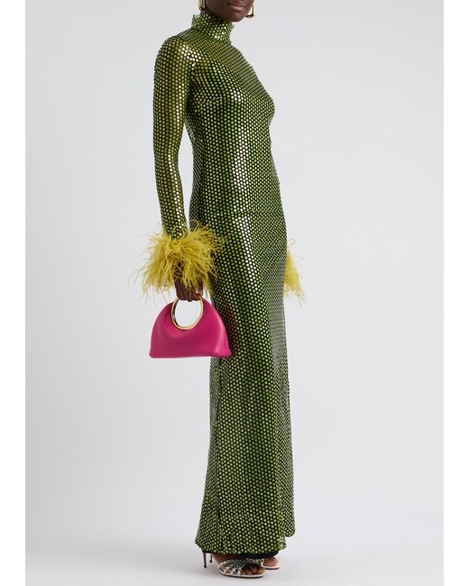 ‎Taller Marmo Green Fonda Pepe Feather-Trimmed Sequin Gown