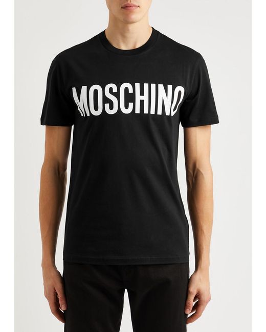 Moschino Black Logo-Print Cotton T-Shirt for men