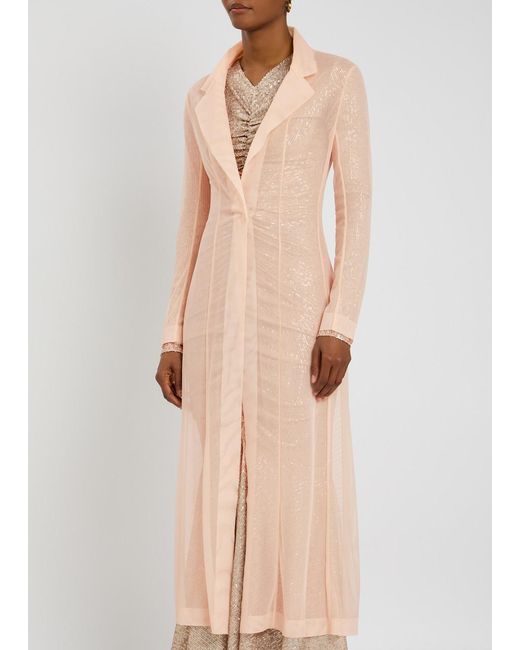 Norma Kamali Pink Single-Breasted Mesh Coat