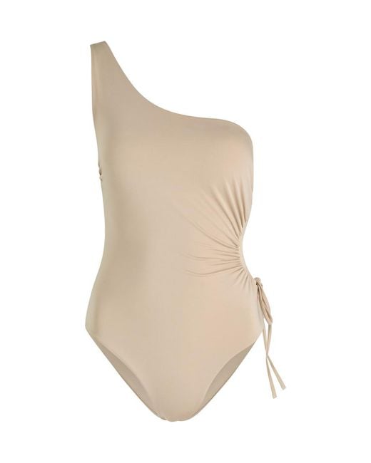 Max Mara Natural Canarie Pearlescent One Shoulder Swimsuit