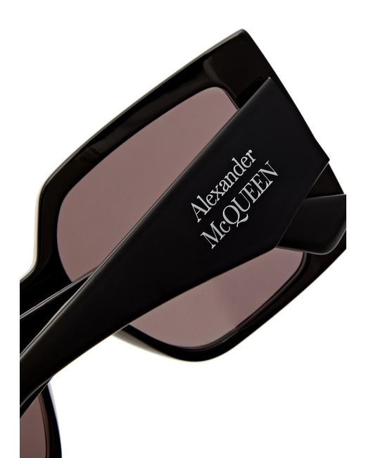 McQueen Black Oversized Square-Frame Sunglasses
