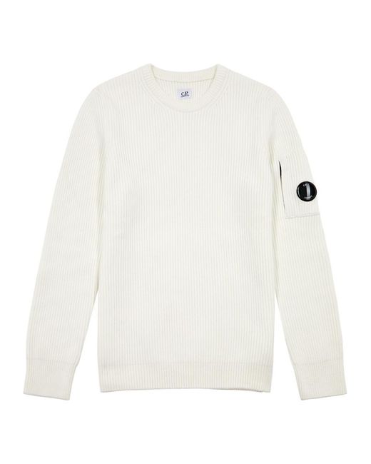 C.P. Company C. P. Company Ribbed knit Jumper in White for Men