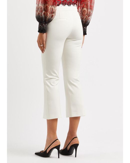 Alice + Olivia White Alice + Olivia Walker Cropped Stretch-jersey Trousers