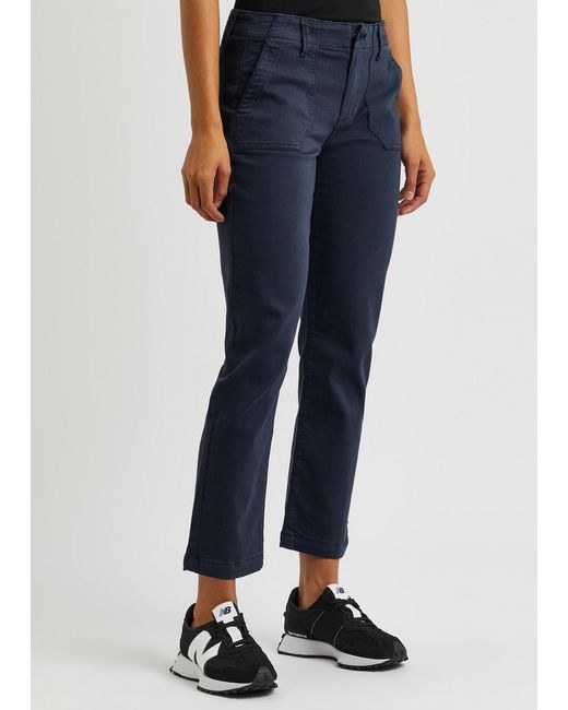 PAIGE Blue Mayslie Cropped Straight-leg Jeans