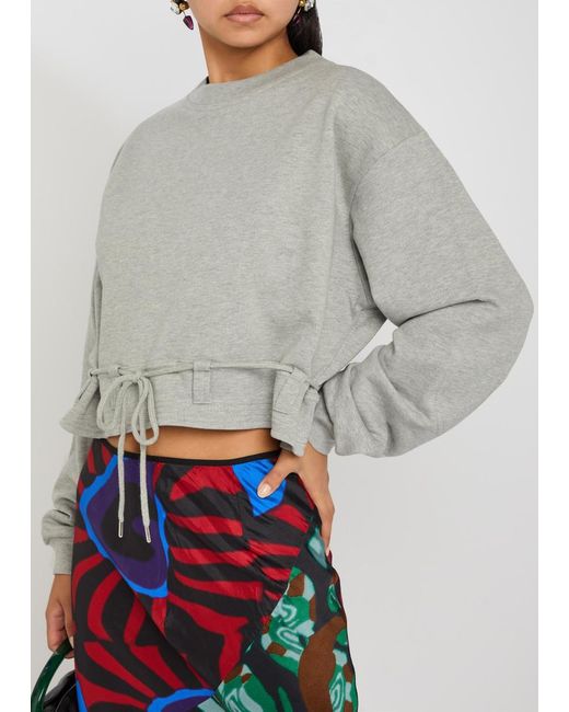 Dries Van Noten Gray Hasterfiela Drawstring Cotton Sweatshirt