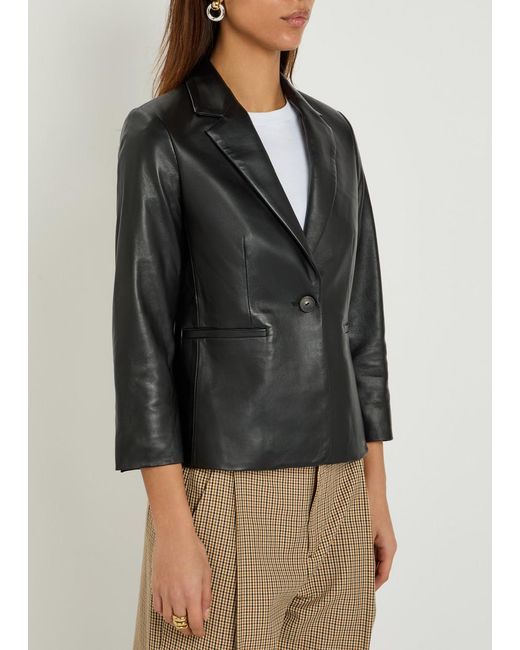 Vince Black Shrunken Leather Blazer