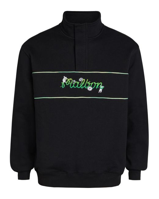 Malbon Black Grateful Dead Printed Half-Zip Cotton Sweatshirt for men