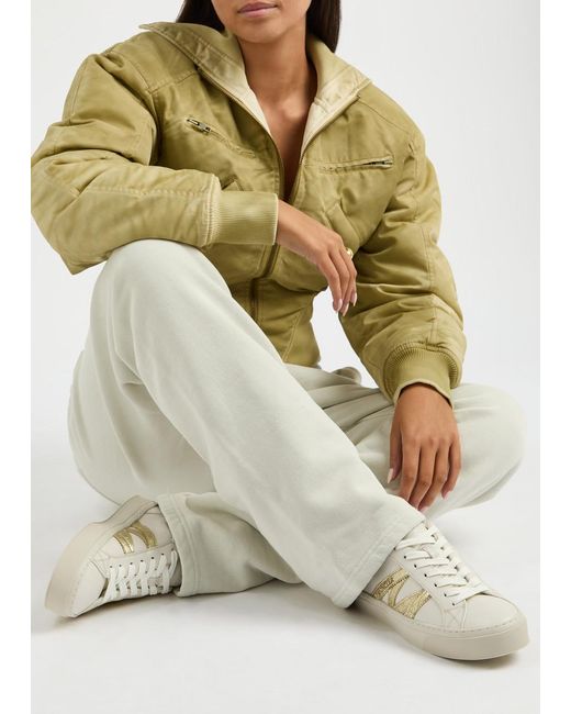 Moncler White Monaco 2 Panelled Suede Sneakers